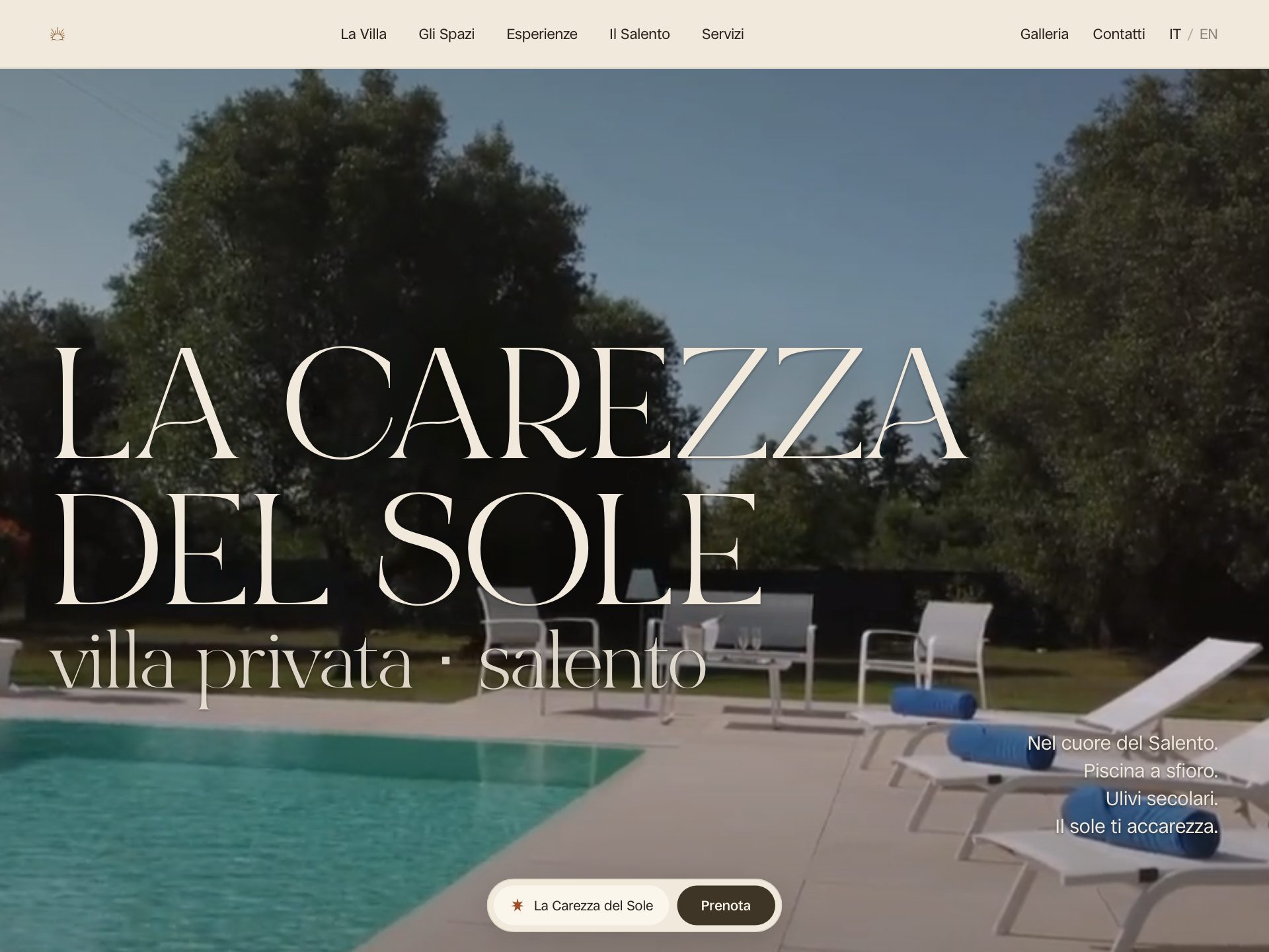 La Carezza del Sole website preview
